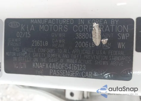 2015 Kia Forte Lx из США, поврежденный, VIN KNAFX4A60F5416123